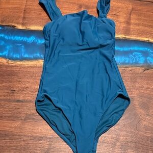Shade & Shore Teal Blue One-Piece Swimsuit with Wide Straps